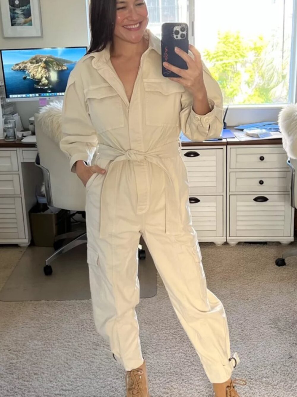 GOOD AMERICAN Cinched Jumpsuit in Tusk001 Size 1 (Small)